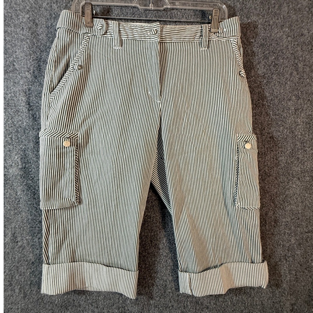 Lily's of Beverly Hills Striped Cargo Capri Pants Womens Size 8 Golf Casual‎